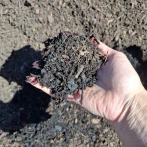 hand holding high quality potting mix near me with bulk compost delivery available